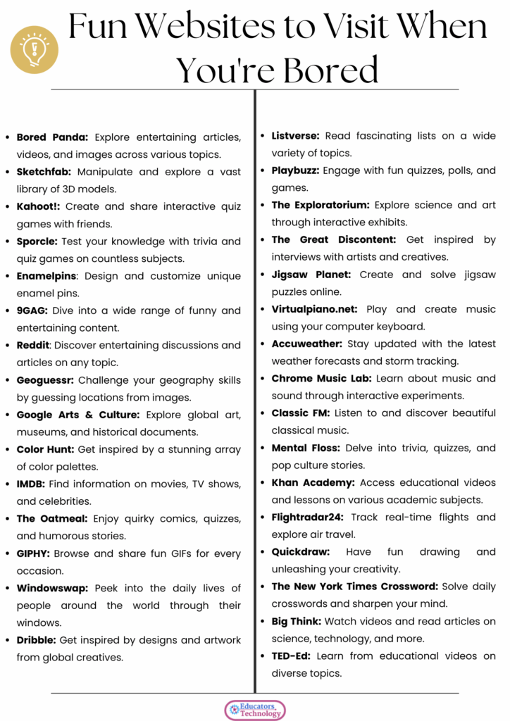 fun websites to visit when bored