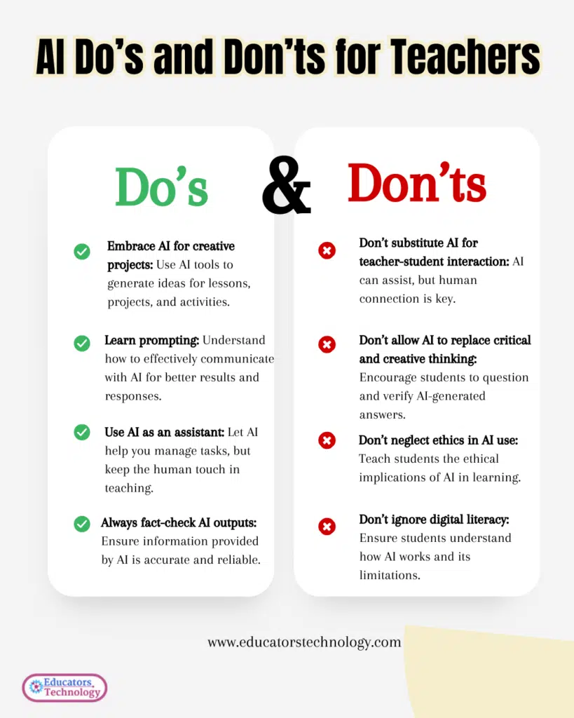 AI do's and don'ts for teachers
