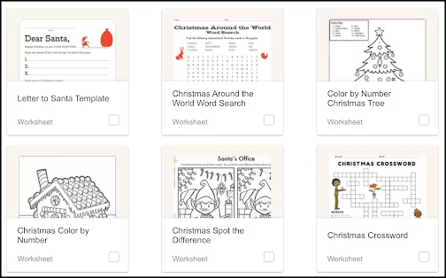 Christmas worksheets education.com