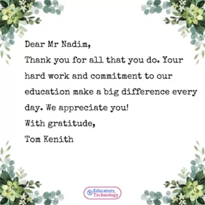 Teacher Appreciation Letter Templates